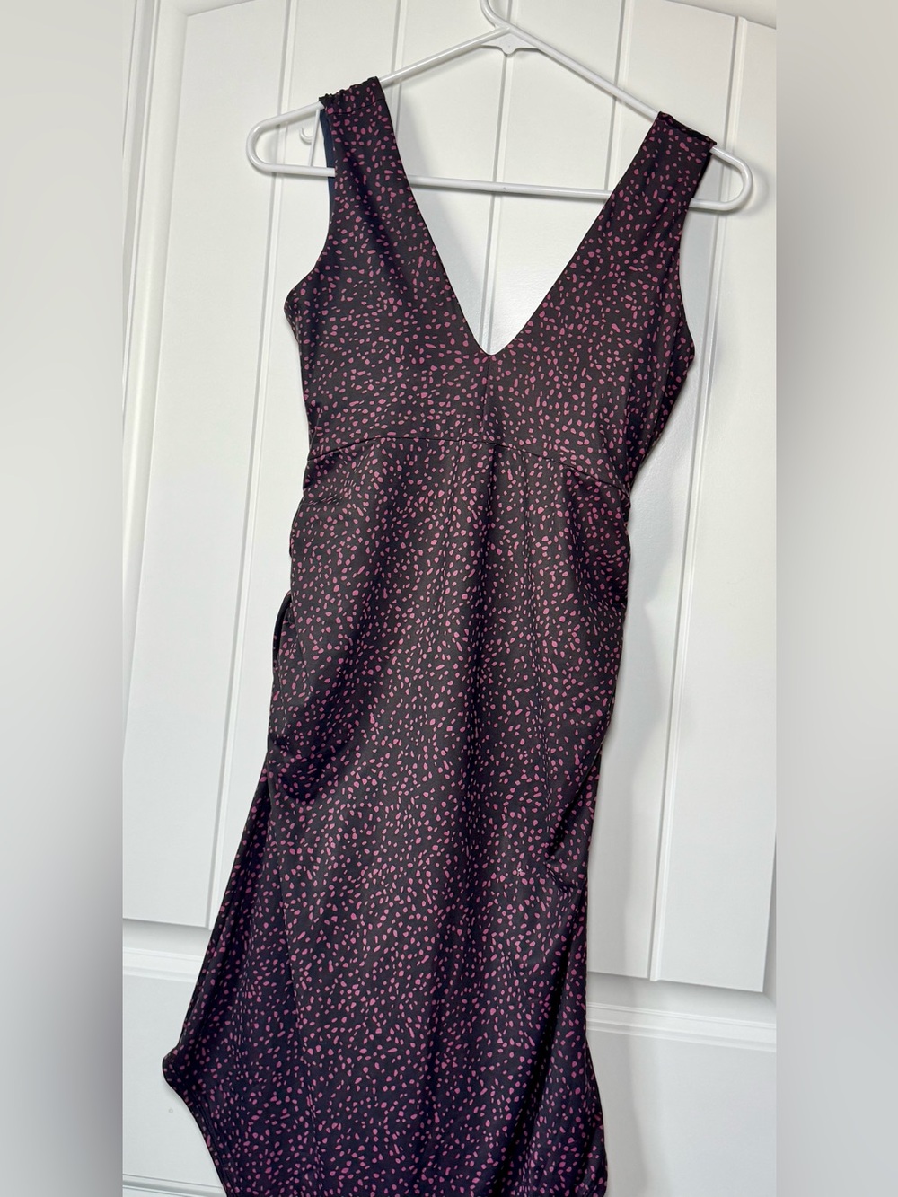 Prana Pearl Isla Deep Green Dress with Pink Speckle Print